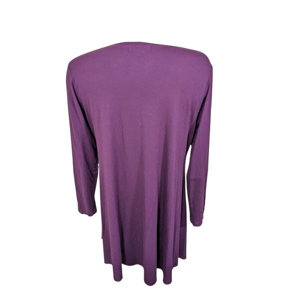 Comfy USA Women M Top Tunic Plum Purple Scoop Neck High Low Long Sleeve Button - Picture 4 of 7